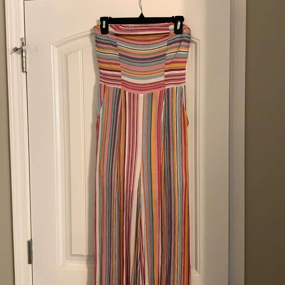 Colorful strapless jumpsuit!